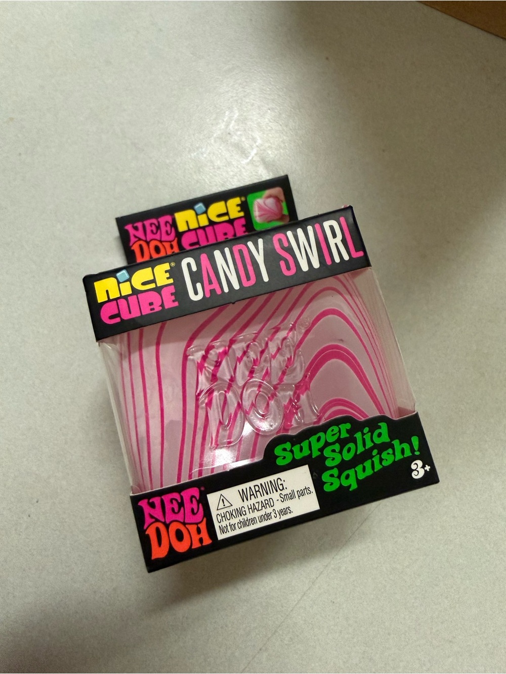 NeeDoh Candy Swirl Pink Super Solid Squish Cube